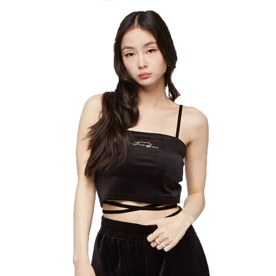 FUBU Γυναικεία αμάνικη μπλούζα Signature Rhinestone Velours Top